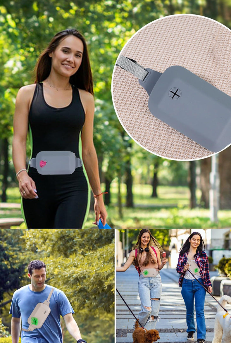 Green Silicone Pet Treat Pouch for Dog Training - Portable Waist Bag with Waste Bag Holder