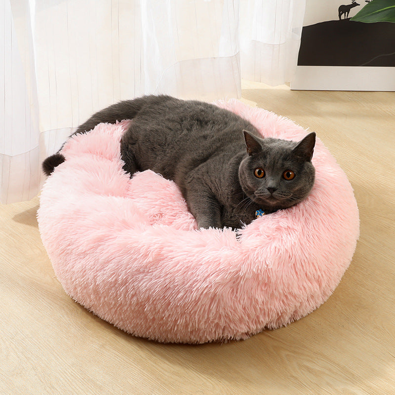 Rose Red 50cm Cozy Round Pet Bed - Plush Cat & Dog Bed with Non-Slip Base, Machine Washable