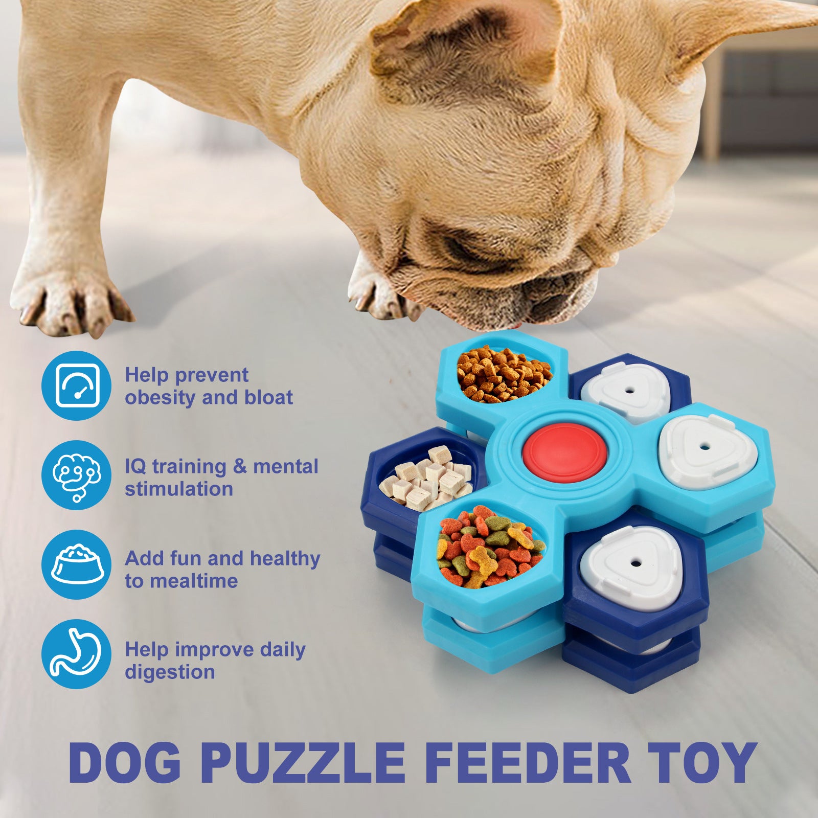 2Pcs Interactive Dog Puzzle Toy - 4 Spinning Layers Treat Dispensing Feeder for Mental Stimulation