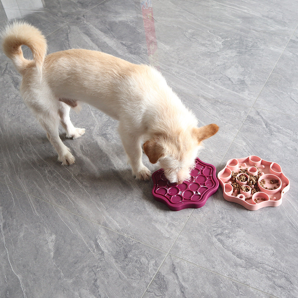 Silicone Dog Slow Feeder and Licking Mat - 2 in 1 Puzzle Bowl for Dog Slow Feeding(Light purple)