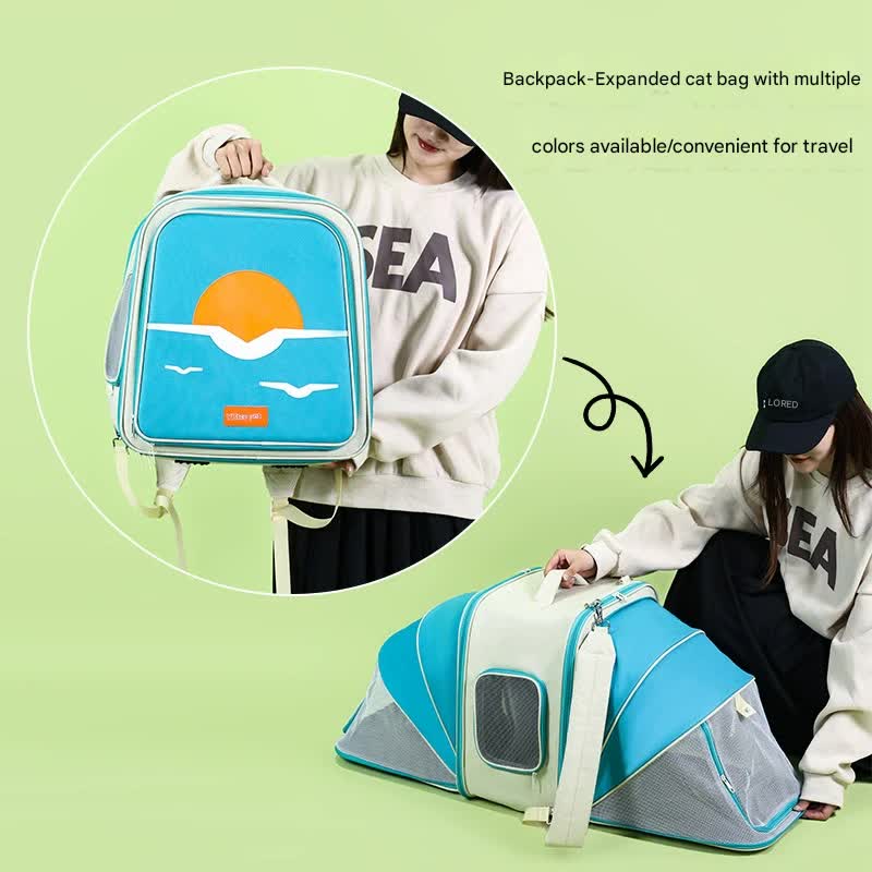 Expandable Pet Carrier Backpack for Cats & Small Dogs - Breathable Mesh, Multiple Entrances(yellow)