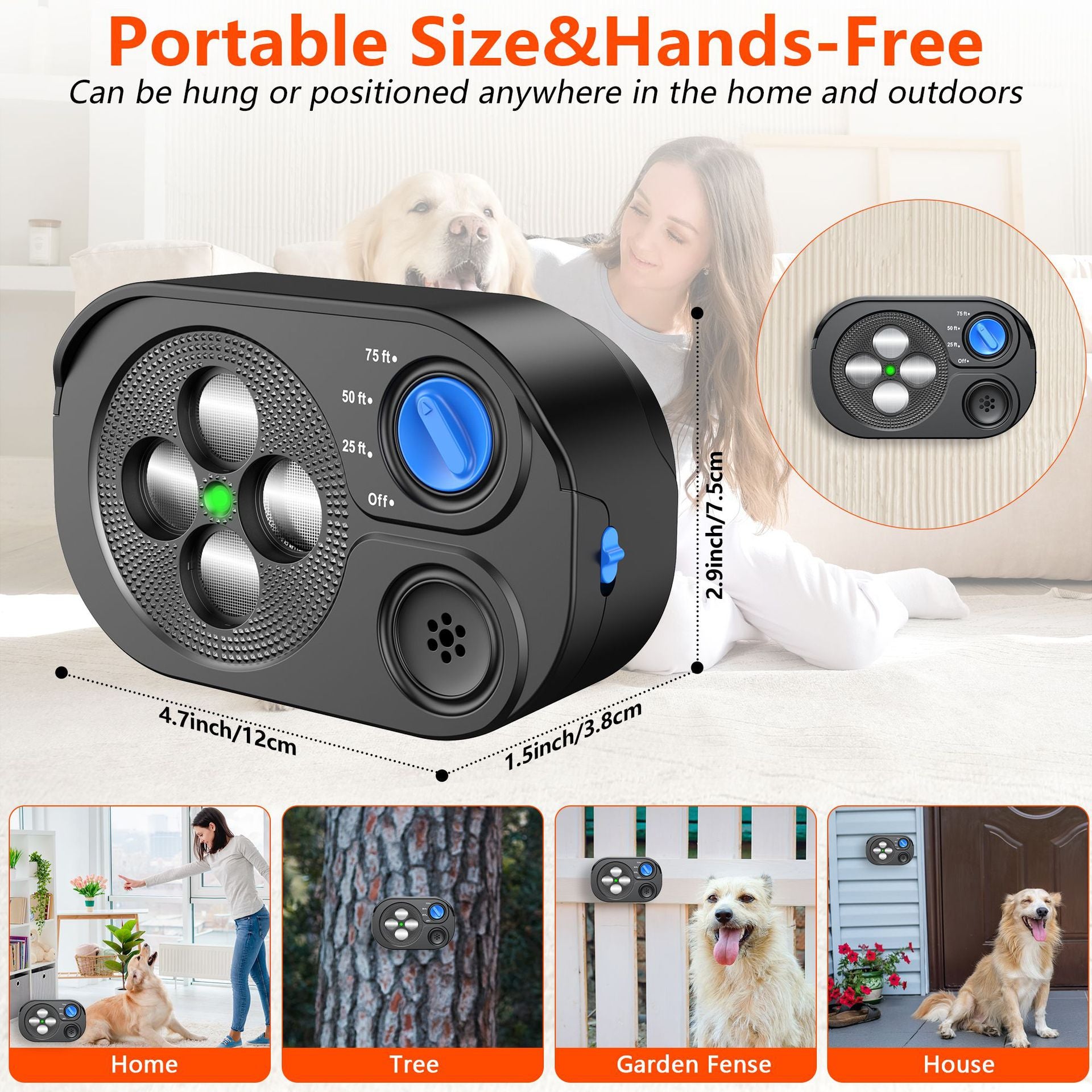 Black Ultrasonic Anti-Bark Dog Trainer - Safe and Effective Bark Control Device